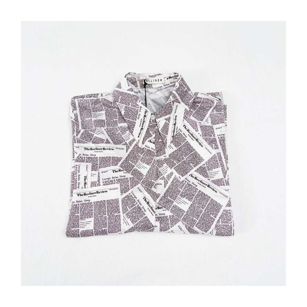 Recliner Newspaper Print Magazine Pajama Top SZ S